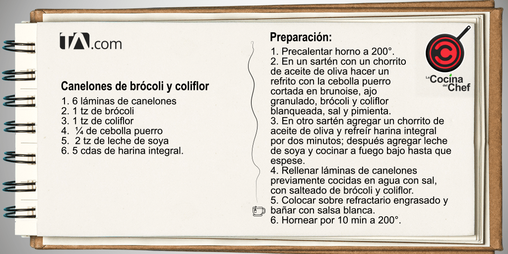 Canelones de brócoli y coliflor